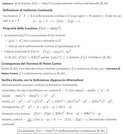 Uniforme continuità di sin(x^4) in [0,3π] 1
