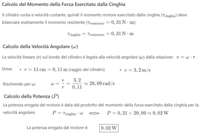 Calcolo potenza motore cinghia cilindro