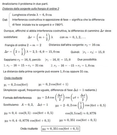 Interferenza costruttiva e onda risultante