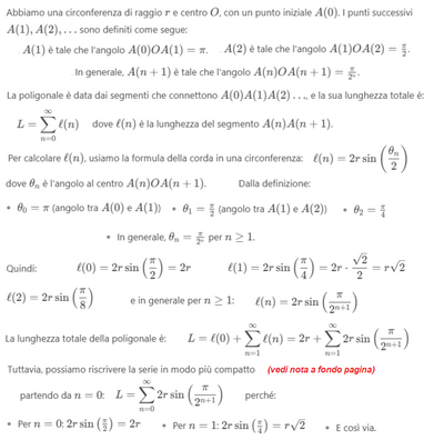 Lunghezza poligonale inscritta in circonferenza 1 