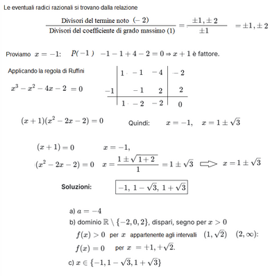 Risoluzione funzione con parametri e equazioni 3 