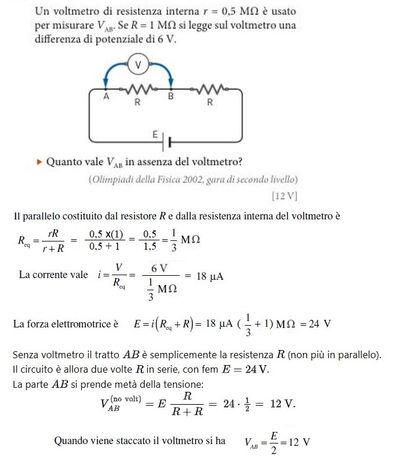 Voltmetro in parallelo con resistenza