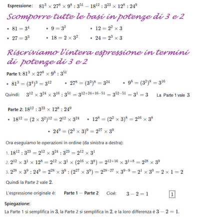 Esercizio  264 sulle potenze e proprietà 