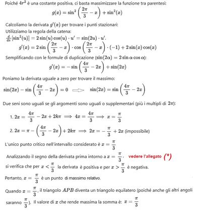 Massimizzazione angolo di triangolo inscritto 2