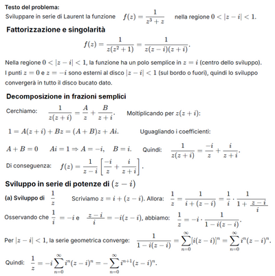Sviluppo in serie di Laurent di f(z) (1a)