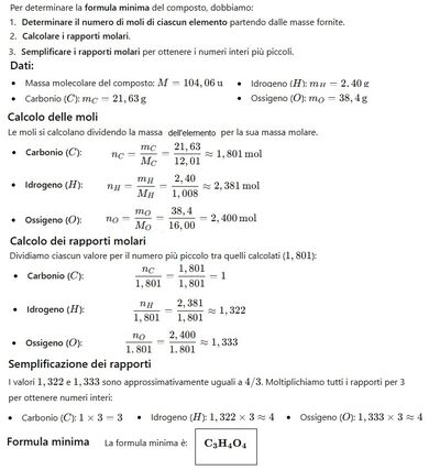Espressione della formula minima