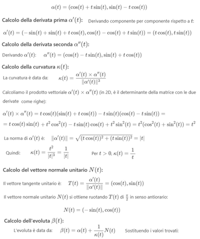 Calcolo dell'evoluta e evolvente di una curva 1