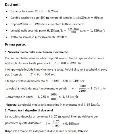 Velocità e tempo seminatrice 1