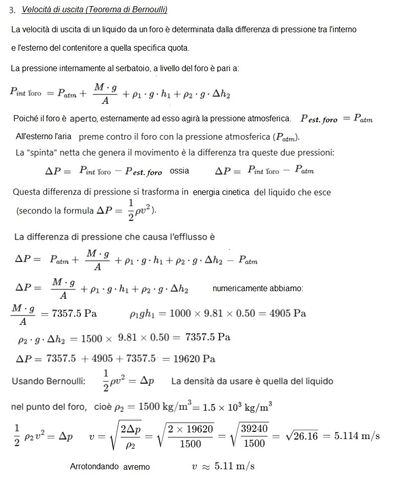 Calcolo pressione e velocità del liquido 3