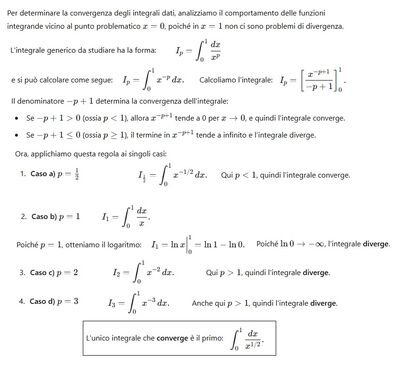 Convergenza degli integrali 