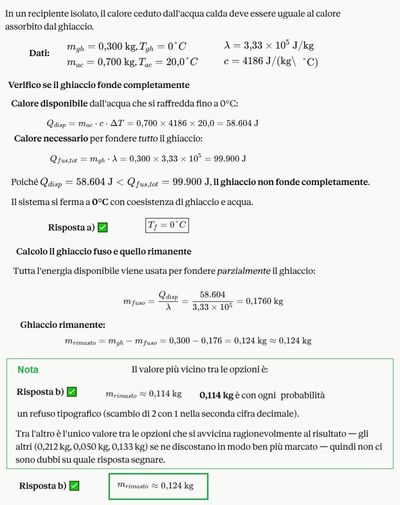 Equilibrio termico tra ghiaccio e acqua  