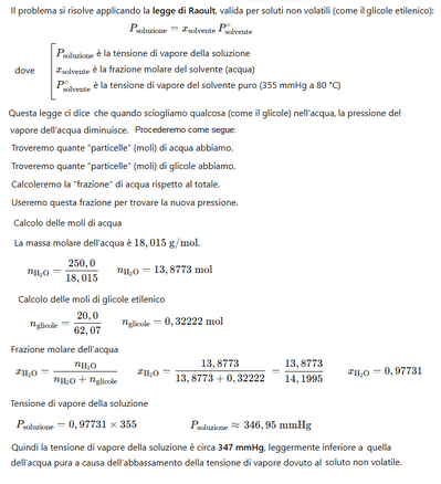 Tensione di vapore soluzione