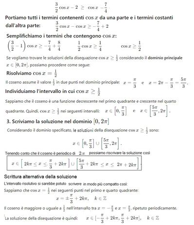 Disequazione in coseno