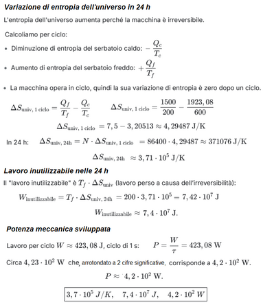 Calcolo entropia e potenza macchina termica 2