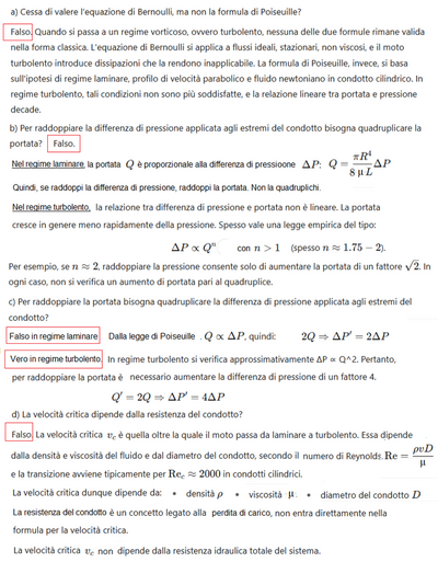 Domande fluidodinamica risposte 
