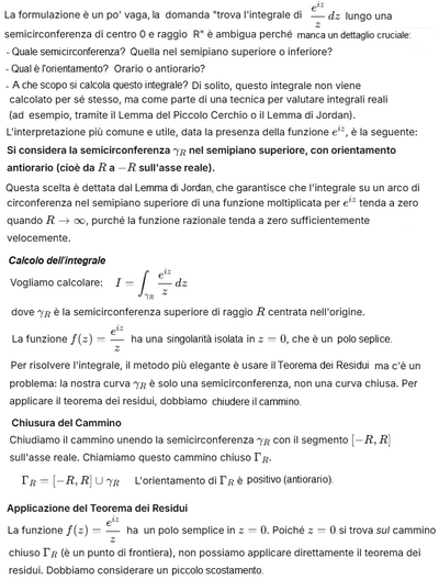 Calcolo integrale complesso lungo semicirconferenza 1