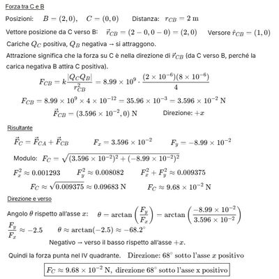 Calcolo forza risultante su carica 2 