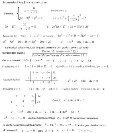 Equazioni omografica e circonferenza con intersezioni 2 