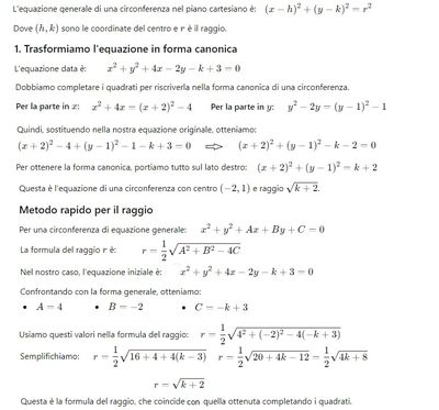Circonferenza con parametro k 1