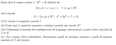 moltiplicatori di lagrange