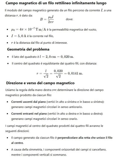 Campo magnetico al centro di un quadrato 2