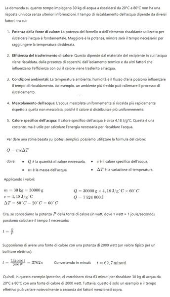 Riscaldamento dell'acqua