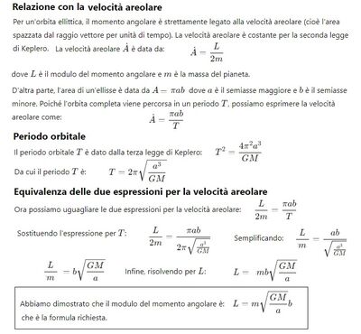 Momento angolare dell'orbita ellittica 2