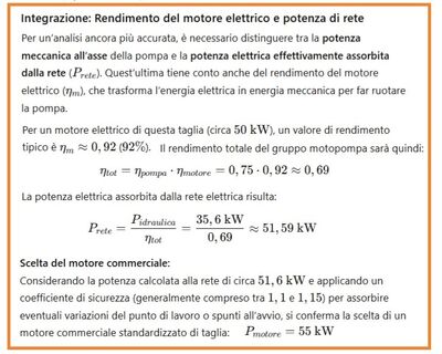 Risoluzione problema idraulica 4 con Bernoulli  potenza pompa