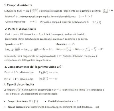 Discontinuità in x=1
