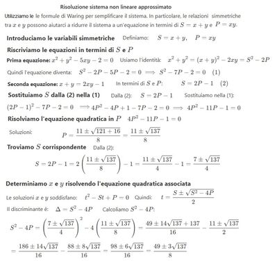 Risoluzione sistema non lineare 1