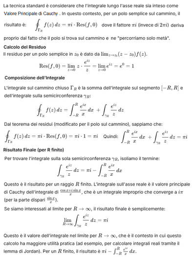 Calcolo integrale complesso lungo semicirconferenza 2