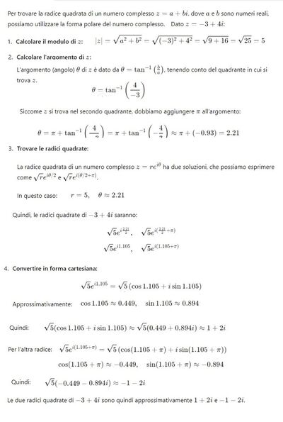 radice quadrata di numero complesso 1