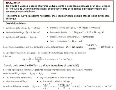 Calcolo Pressione Iniezione con Pouiselle 1