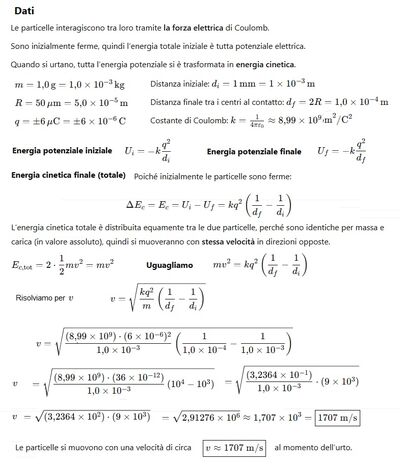 Velocità urto particelle cariche