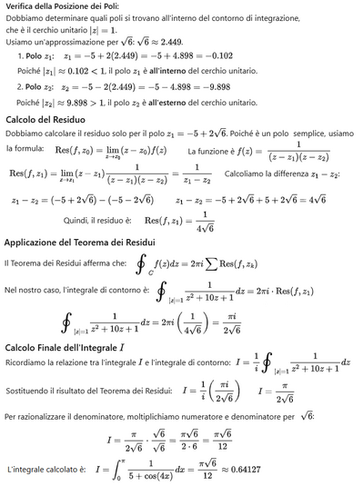 308 2 Calcolo dell'integrale con metodo dei residui