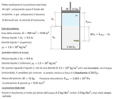 Calcolo pressione e velocità del liquido 1