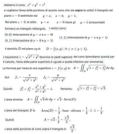 Calcolo area cono su triangolo