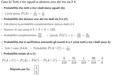 Lancio 3 dadi in contemporanea 2