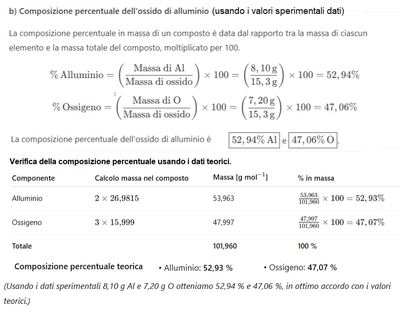 Reazione Alluminio Ossigeno 2 