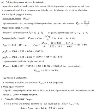 Calcolo pressione e velocità del liquido 2