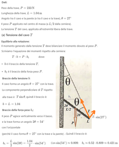 Calcolo tensione e accelerazione angolare trave 1